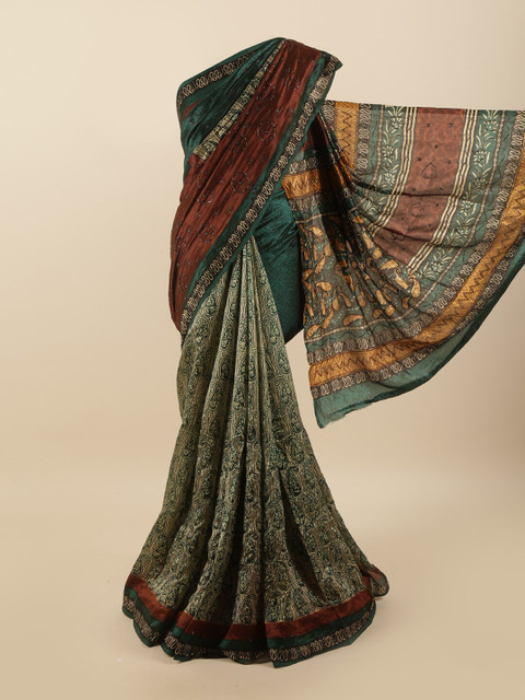 

Pothys Multicoloured Ethnic Motifs Beads and Stones Pure Silk Saree, Multi