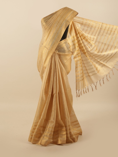 

Pothys Gold-Toned Zari Linen Blend Saree
