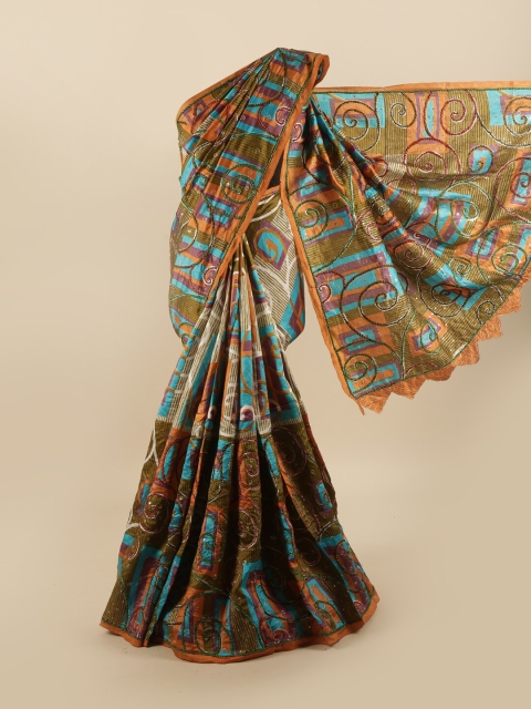 

Pothys Multicoloured Beads and Stones Pure Silk Saree, Multi