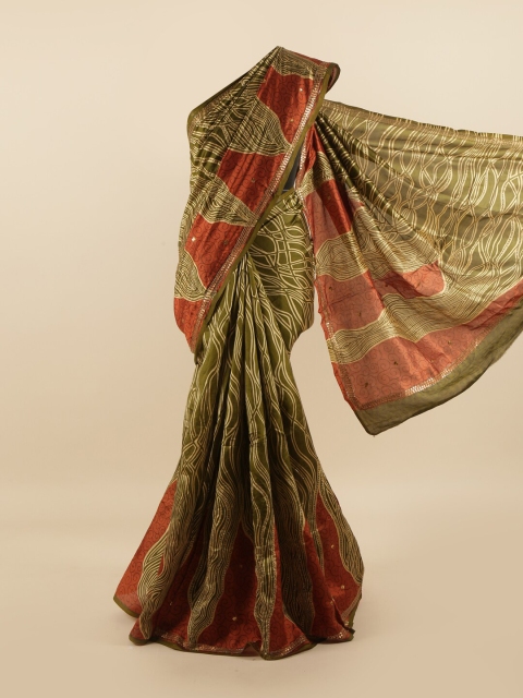 

Pothys Green & Maroon Floral Pure Silk Saree