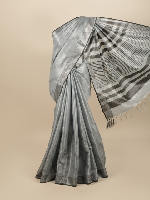 

Pothys Grey & Silver-Toned Zari Saree