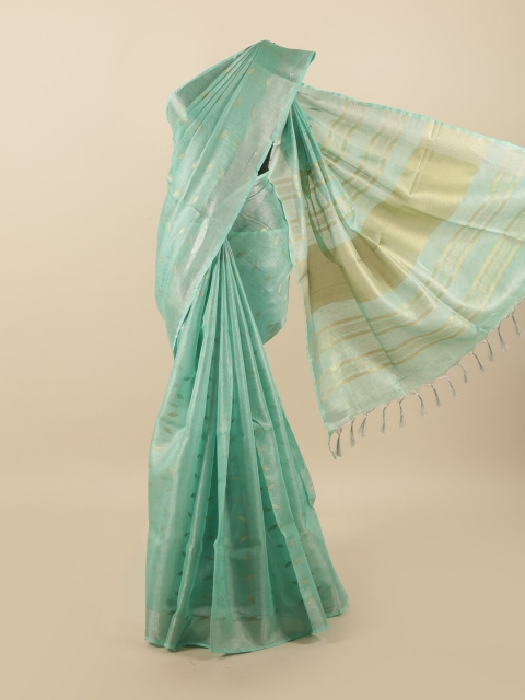 

Pothys Sea Green & Silver-Toned Zari Saree