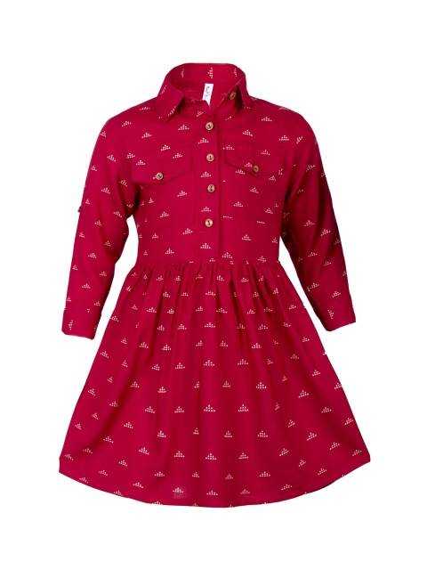 

Hunny Bunny Girls Red & White Printed Shirt Dress