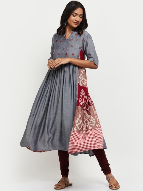 

max Women Blue Ethnic Motifs Embroidered Anarkali Kurta