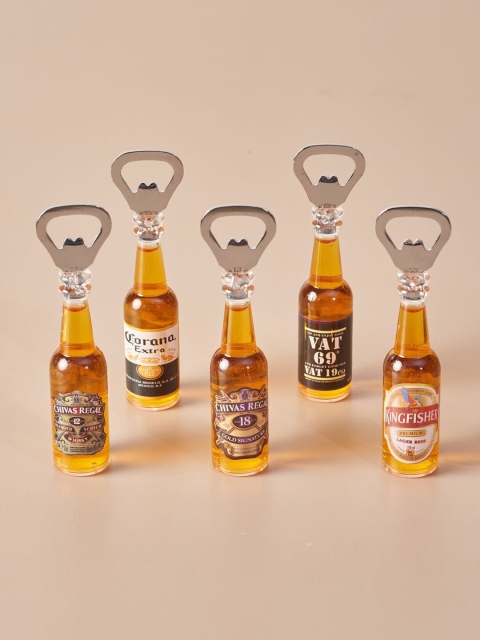 

THEDECORKART Set Of 5 Gold-Toned Fridge Magnets Cum Openers
