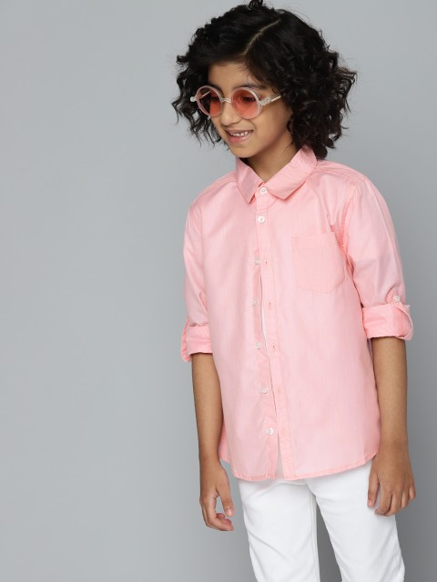 

YK Boys Pink Solid Casual Shirt