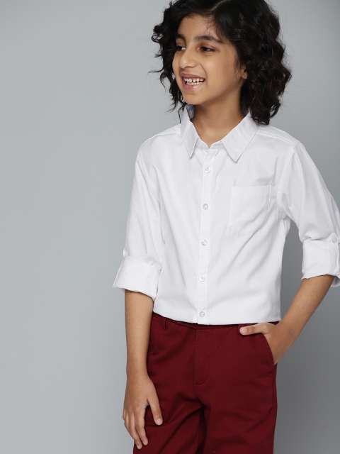 

YK Boys White Self-Design Casual Shirt