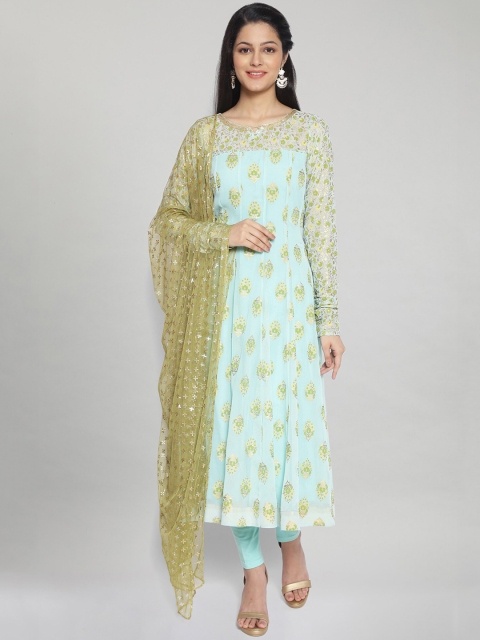 

AURELIA Women Green Floral Printed Kurta with Trousers & With Dupatta