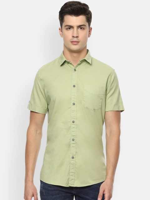 

VAN HEUSEN DENIM LABS Men Green Slim Fit Opaque Casual Shirt