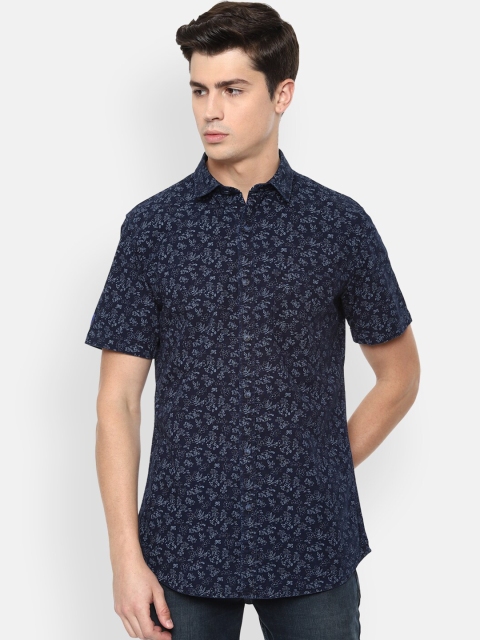 

VAN HEUSEN DENIM LABS Men Navy Blue Slim Fit Floral Opaque Printed Casual Shirt