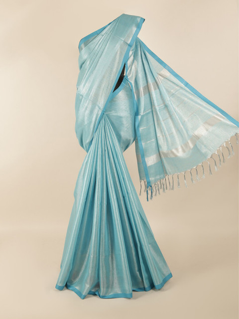 

Pothys Blue Linen Blend Saree