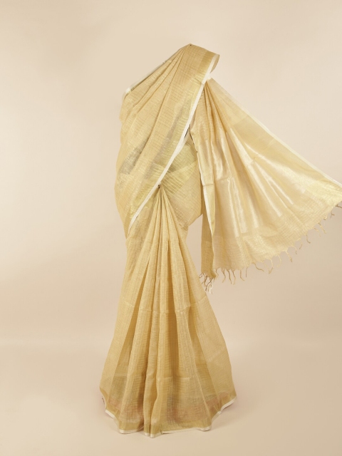 

Pothys Cream-Coloured & White Checked Zari Linen Blend Saree