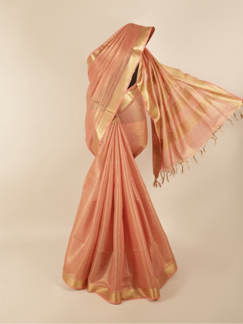 

Pothys Rust & Gold-Coloured Linen Blend Saree