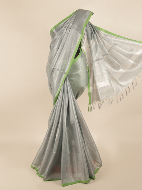 

Pothys Grey & Green Linen Blend Saree