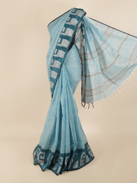 

Pothys Blue & Grey Linen Blend Saree