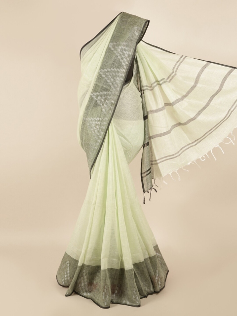 

Pothys Green & Black Linen Blend Saree
