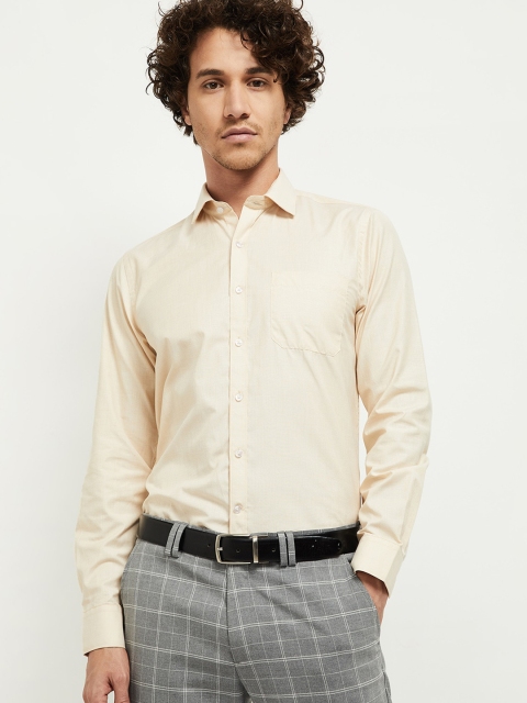 

max Men Beige Opaque Semiformal Shirt