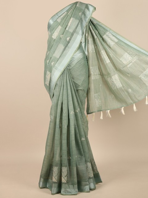 

Pothys Green & Off White Woven Design Zari Saree