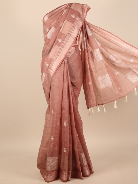 

Pothys Mauve & Off White Ethnic Motifs Embroidered Zari Saree