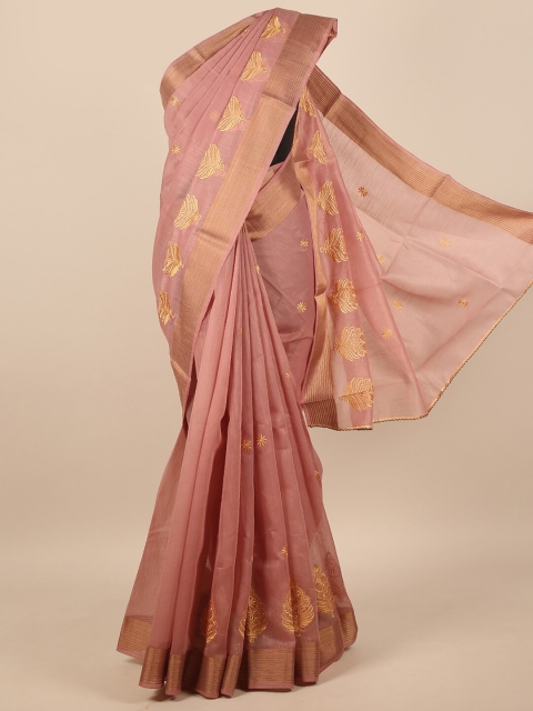 

Pothys Mauve & Gold-Toned Ethnic Motifs Zari Saree