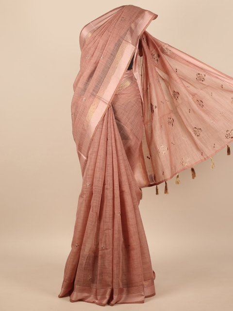 

Pothys Mauve Floral Embroidered Zari Saree