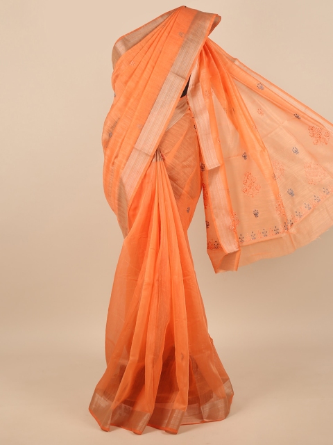 

Pothys Orange & Grey Ethnic Motifs Saree