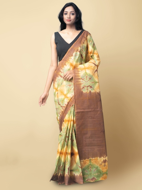 

Unnati Silks Women Brown & Yellow Pure Shibori Cotton Sustainable Saree