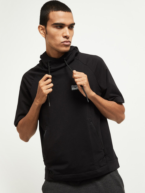 

max Men Black Hooded Sweatshirt