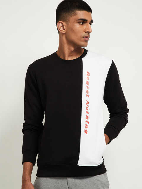 

max Men Black Colourblocked Sweatshirt