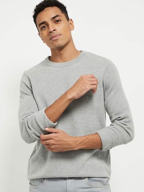 

max Men Grey Melange Sweatshirt
