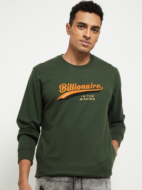 

max Men Green Printed Sweatshirt