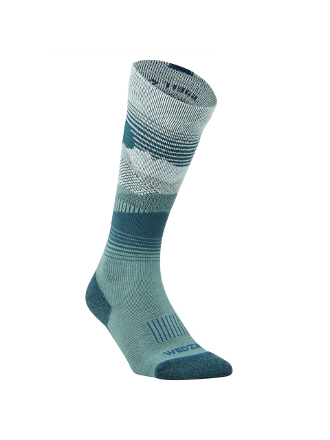 

WEDZE By Decathlon Unisex Green Patterned Calf-Length Socks