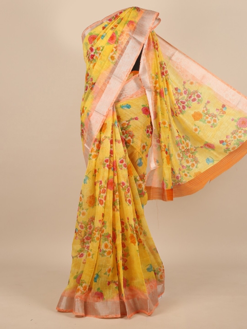 

Pothys Yellow & Orange Floral Saree