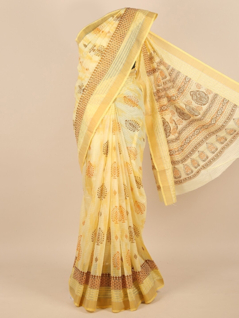 

Pothys Yellow & Orange Ethnic Motifs Saree