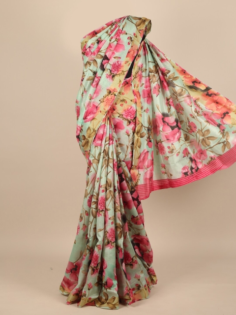 

Pothys Sea Green & Pink Floral Saree
