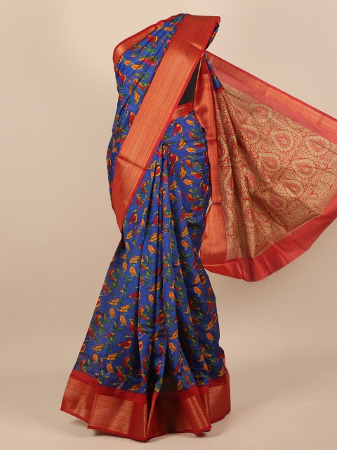 

Pothys Blue & Gold-Toned Ethnic Motifs Saree