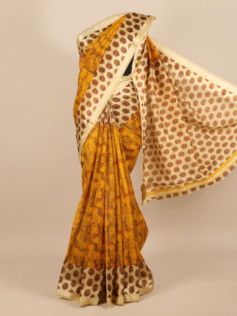 

Pothys Mustard & Red Ethnic Motifs Saree