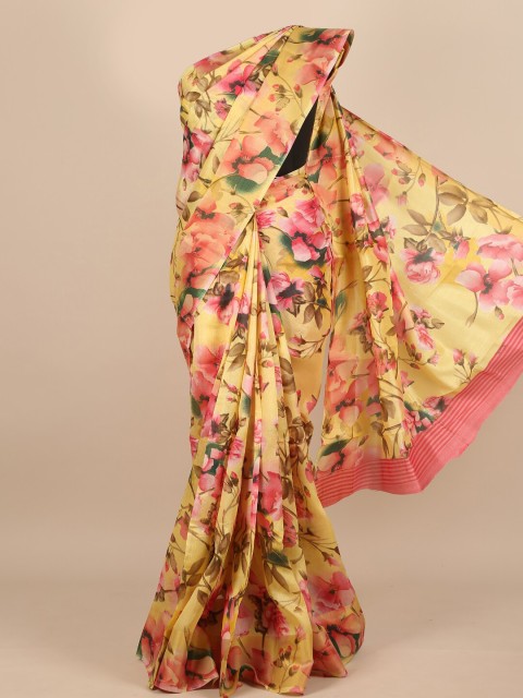 

Pothys Yellow & Pink Floral Saree