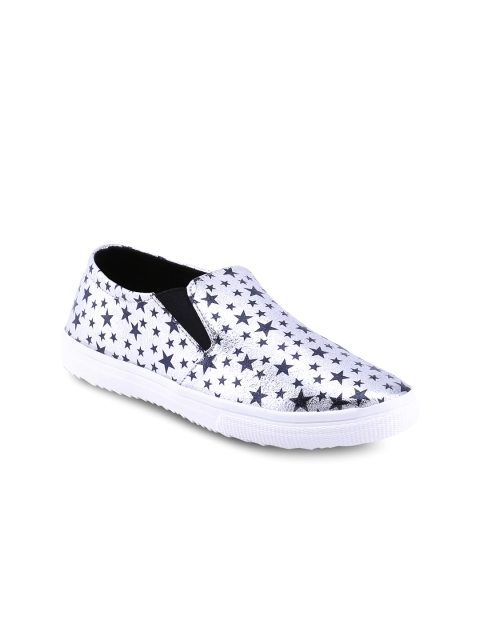 

Get Glamr Women Silver-Toned Printed Sneakers