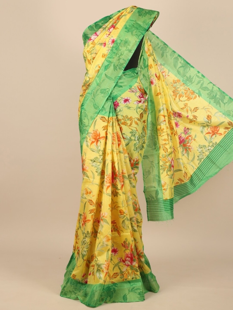 

Pothys Yellow & Green Floral Saree