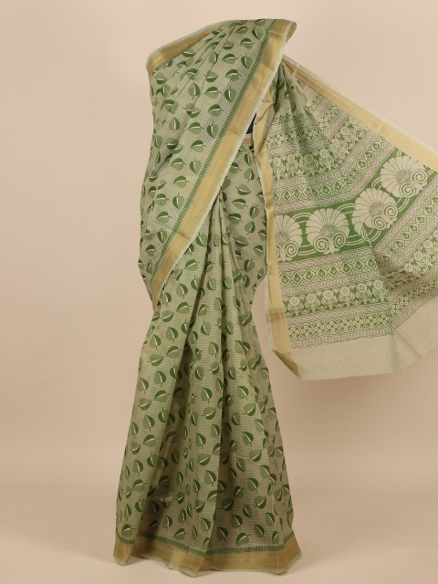 

Pothys Green & Gold-Toned Floral Saree