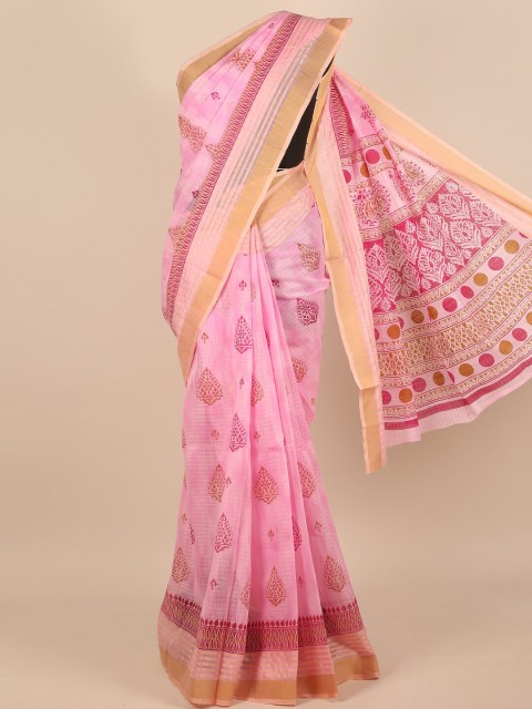 

Pothys Pink & Red Ethnic Motifs Saree