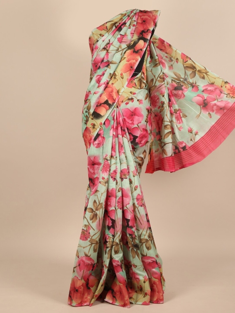 

Pothys Green & Pink Floral Saree