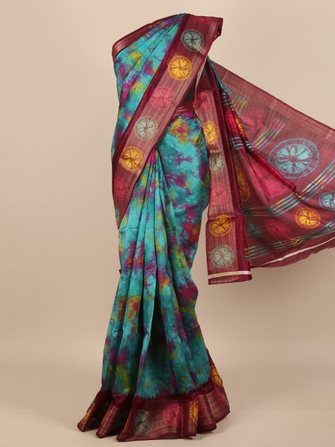 

Pothys Blue & Maroon Abstract Printed Saree