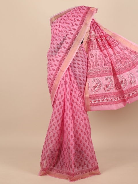 

Pothys Pink & Maroon Floral Printed Saree