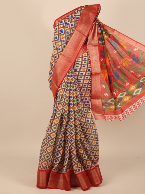 

Pothys Multicoloured Geometric Printed Saree, Multi
