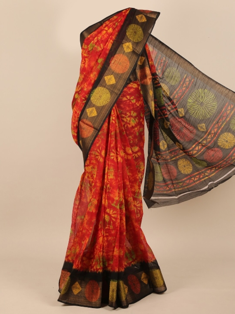 

Pothys Red & Black Abstract Printed Saree
