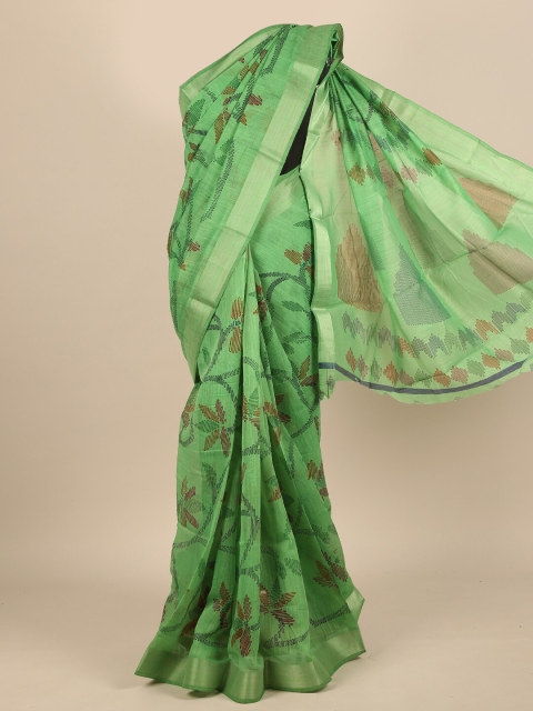 

Pothys Women Green Cotton Blend Floral Printed Saree
