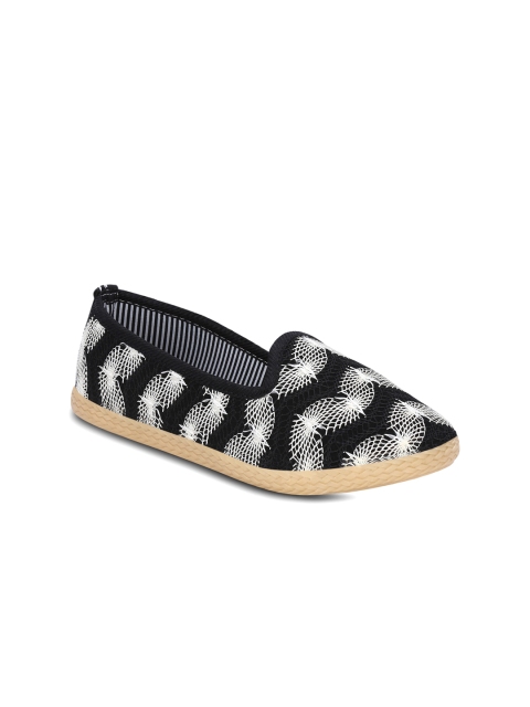 

Get Glamr Women Black Woven Regular Slip-On Sneakers