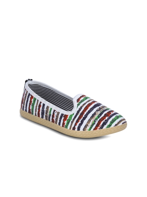 

Get Glamr Women Multicoloured Striped Regular Slip-On Sneakers, Multi